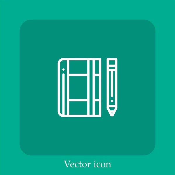 Ícone Vetorial Notebook Linear Icon Line Com Curso Editável — Vetor de Stock