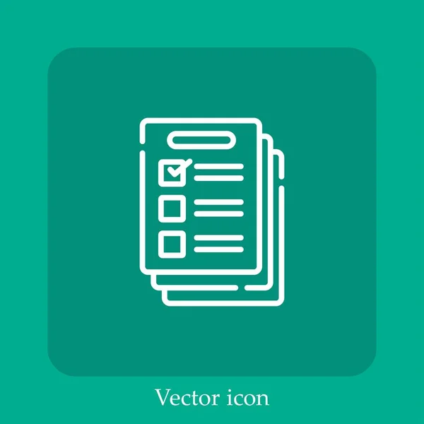 Icono Vector Encuesta Icon Line Lineal Con Carrera Editable — Vector de stock
