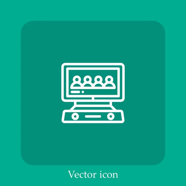 Icono Vector Televisión Icon Line Lineal Con Carrera Editable — Archivo Imágenes Vectoriales