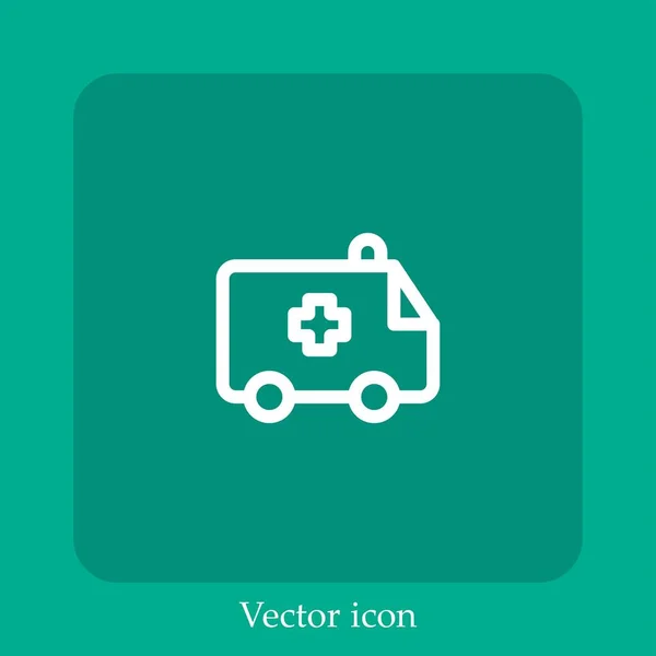 Icône Vectorielle Ambulance Icône Linéaire Ligne Avec Course Modifiable — Image vectorielle