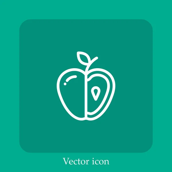 Icône Vectorielle Pomme Icône Linéaire Ligne Avec Trait Modifiable — Image vectorielle