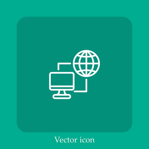 Computer Vector Icon Linear Icon Line Editable Stroke — Stock Vector