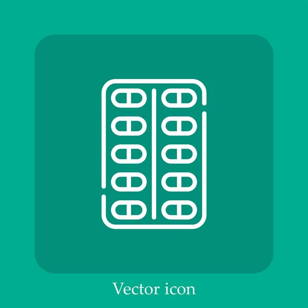 Pílulas Ícone Vetor Linear Icon Line Com Curso Editável — Vetor de Stock