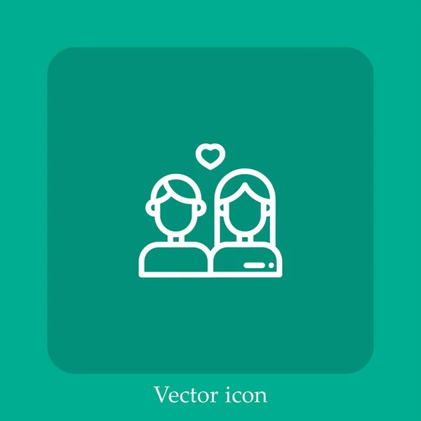 Couple Vector Icon Linear Icon Line Editable Stroke — Stock Vector