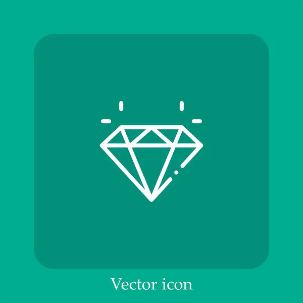 Diamond Vector Icon Linear Icon Line Editable Stroke — Stock Vector