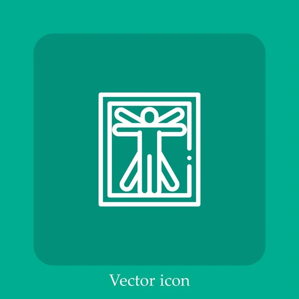 Leonardo Vinci Ícone Vetorial Linear Icon Line Com Curso Editável — Vetor de Stock