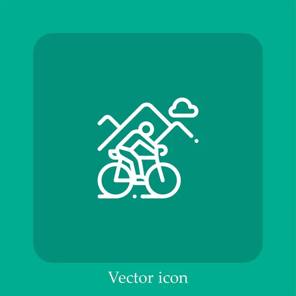 Ciclismo Icono Vector Icon Line Lineal Con Carrera Editable — Vector de stock