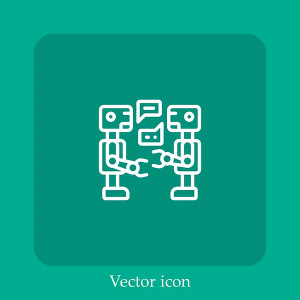 Robots Icône Vectorielle Icône Linéaire Ligne Avec Course Modifiable — Image vectorielle