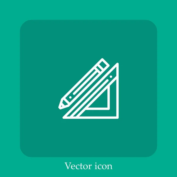 Regla Lápiz Icono Vector Icon Line Lineal Con Carrera Editable — Vector de stock