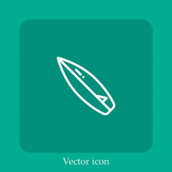 Surfboard Vector Icon Linear Icon Line Editable Stroke — Stock Vector
