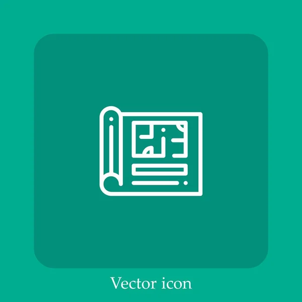 Blaupause Vektorsymbol Lineare Icon Line Mit Editierbarem Strich — Stockvektor