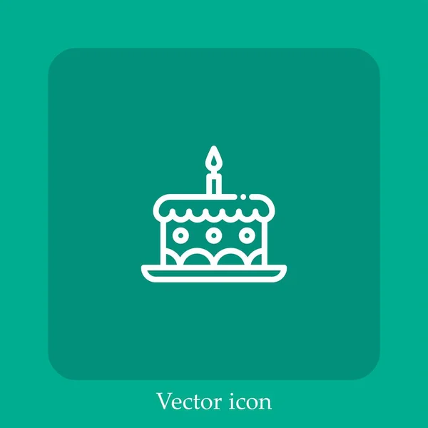 Ícone Vetor Bolo Aniversário Icon Line Linear Com Curso Editável — Vetor de Stock