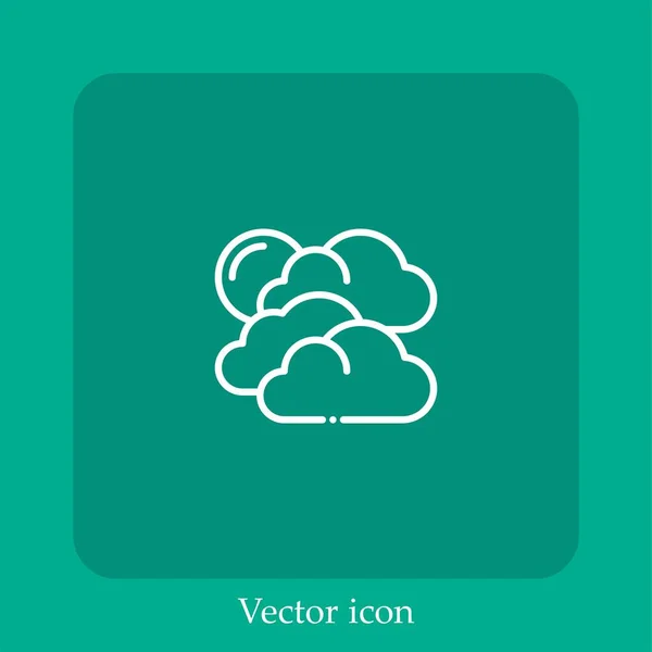 Icono Vector Nublado Icon Line Lineal Con Carrera Editable — Vector de stock