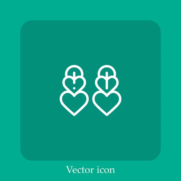 Pendientes Icono Vectorial Icon Line Lineal Con Carrera Editable — Vector de stock