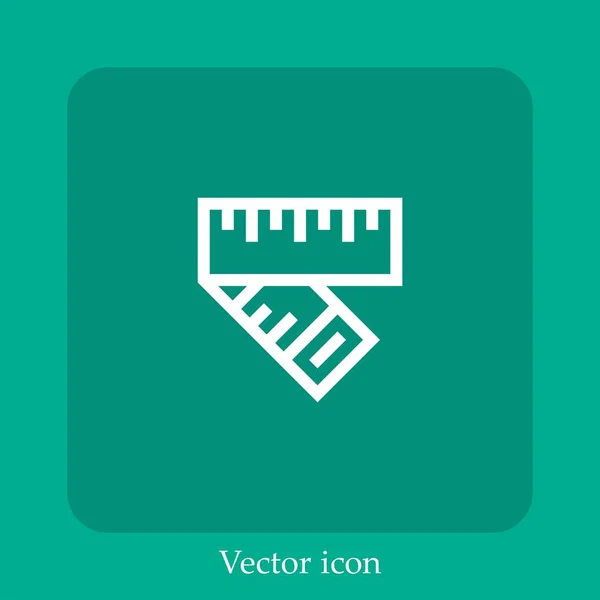Ícone Vetor Fita Medição Linear Icon Line Com Curso Editável — Vetor de Stock