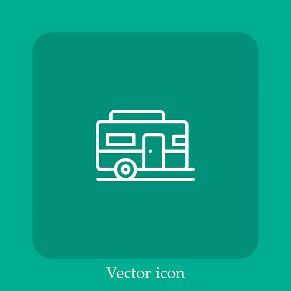 Icône Vectorielle Remorque Icône Linéaire Ligne Avec Course Modifiable — Image vectorielle