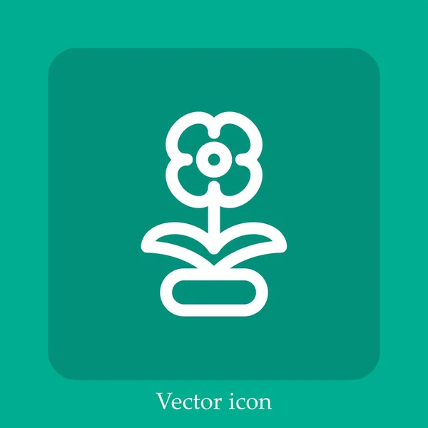 Icono Vector Maceta Flores Icon Line Lineal Con Carrera Editable — Vector de stock