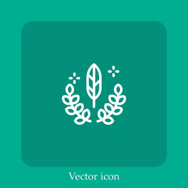 Laurel Ícone Vetor Linear Icon Line Com Curso Editável — Vetor de Stock