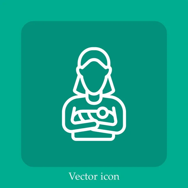 Mutter Vektor Symbol Lineare Icon Line Mit Editierbarem Strich — Stockvektor