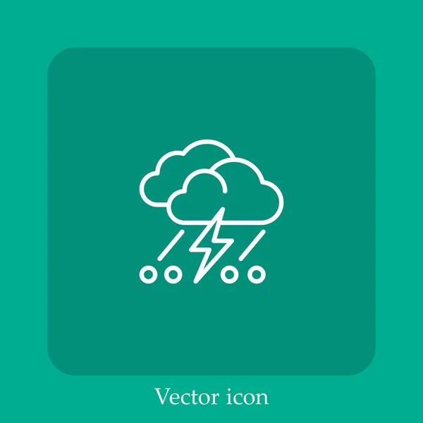 Ícone Vetor Tempestade Linear Icon Line Com Curso Editável — Vetor de Stock