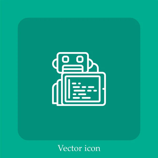 Ícone Vetor Código Linear Icon Line Com Curso Editável — Vetor de Stock