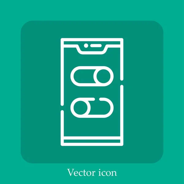 Ícone Vetor Interruptor Linear Icon Line Com Curso Editável — Vetor de Stock