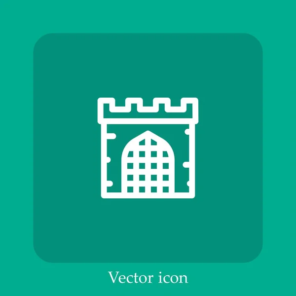 Icône Vectorielle Château Icône Linéaire Ligne Avec Course Modifiable — Image vectorielle