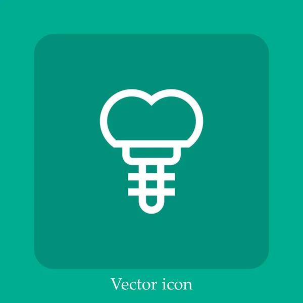 Icône Vectorielle Implant Dentaire Icône Linéaire Ligne Avec Course Modifiable — Image vectorielle