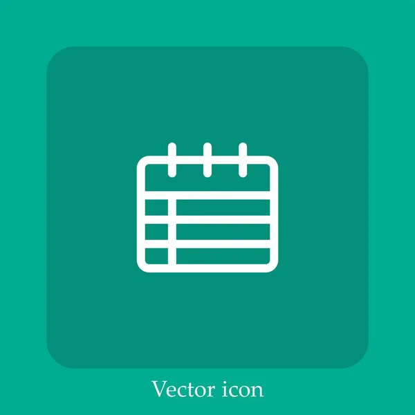 Ícone Vetorial Notebook Linear Icon Line Com Curso Editável — Vetor de Stock