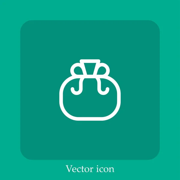 Icône Vectorielle Sac Argent Icône Linéaire Ligne Avec Course Modifiable — Image vectorielle