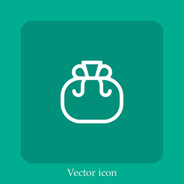 Bolsa Dinero Icono Vectorial Icon Line Lineal Con Carrera Editable — Vector de stock