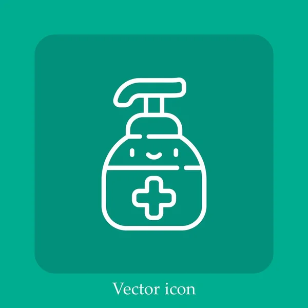 Icono Vector Antibacteriano Icon Line Lineal Con Carrera Editable — Vector de stock