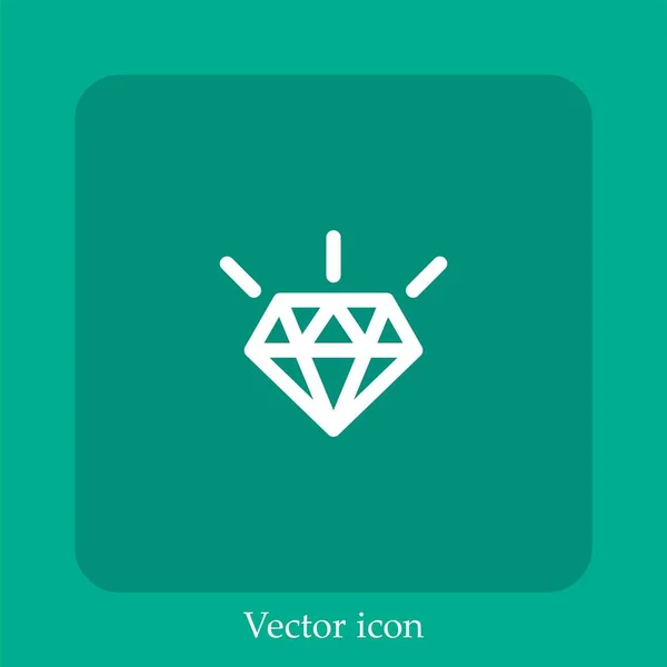 Icono Vector Diamante Icon Line Lineal Con Carrera Editable — Vector de stock