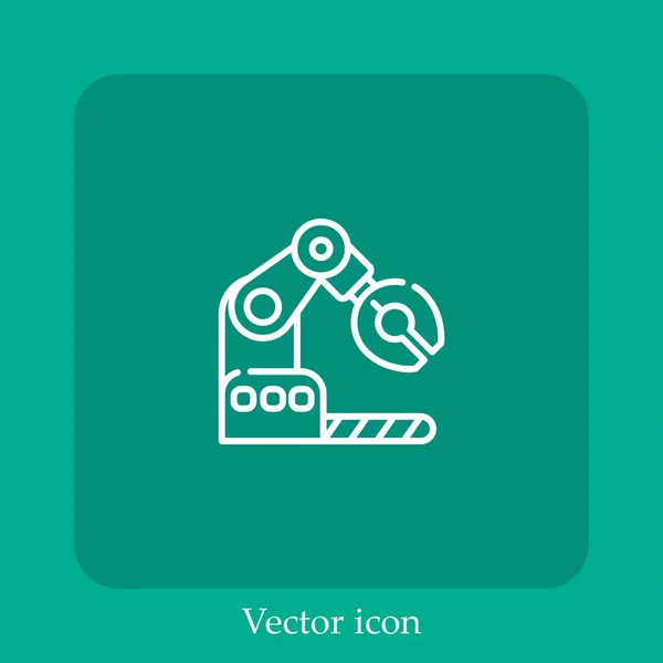 Icono Vector Robot Industrial Icon Line Lineal Con Carrera Editable — Vector de stock