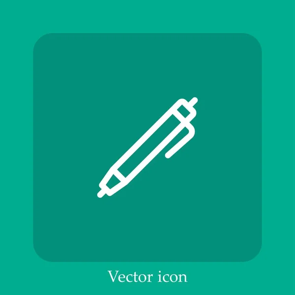 Ícone Vetor Caneta Linear Icon Line Com Curso Editável — Vetor de Stock