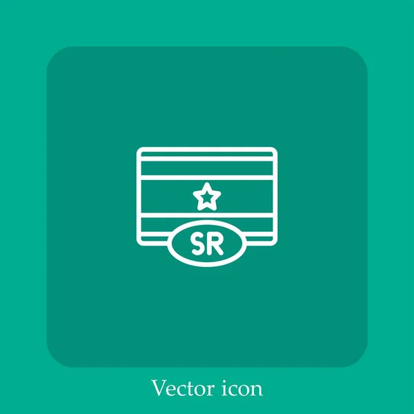 Icono Vector Suriname Icono Lineal Línea Con Carrera Editable — Vector de stock