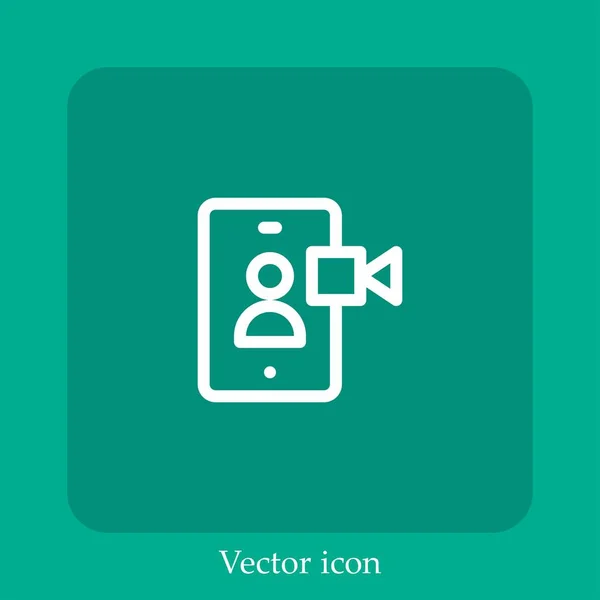 Ícone Vetor Chamada Vídeo Linear Icon Line Com Curso Editável — Vetor de Stock