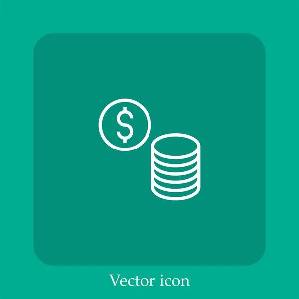 Ícone Vetorial Moedas Linear Icon Line Com Curso Editável — Vetor de Stock