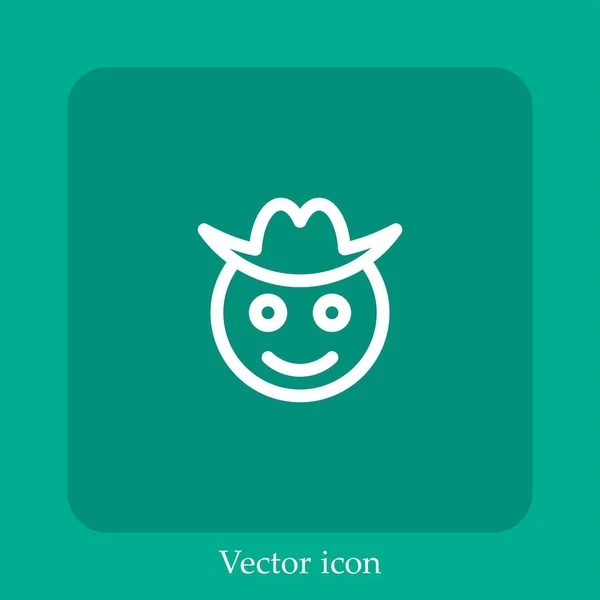 Icône Vectorielle Cowboy Icône Linéaire Ligne Avec Course Modifiable — Image vectorielle