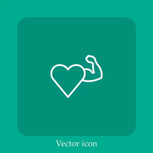 Icono Del Vector Muscular Icon Line Lineal Con Carrera Editable — Vector de stock