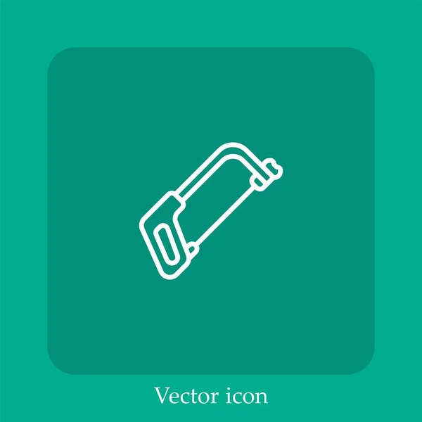 Hacksaw Vektor Symbol Lineare Icon Line Mit Editierbarem Strich — Stockvektor