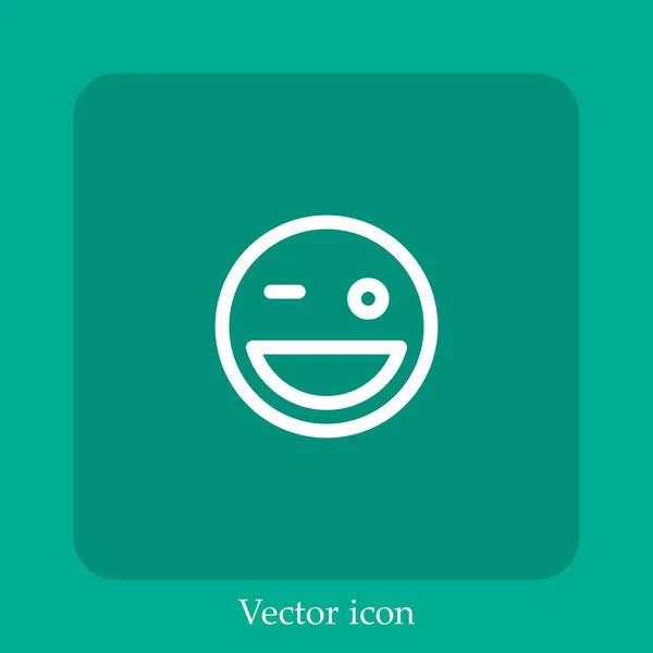 Grinning Vector Icon Linear Icon Line Editable Stroke — Stock Vector