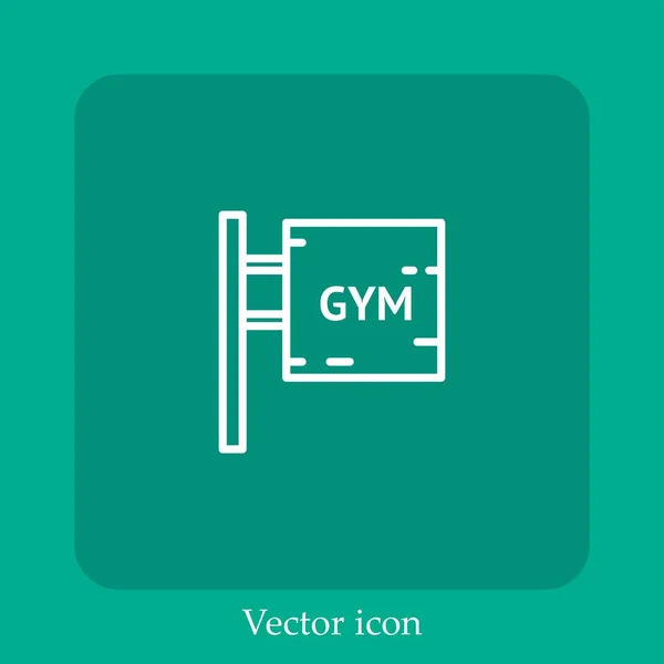 Icono Vector Gimnasio Icon Line Lineal Con Carrera Editable — Vector de stock