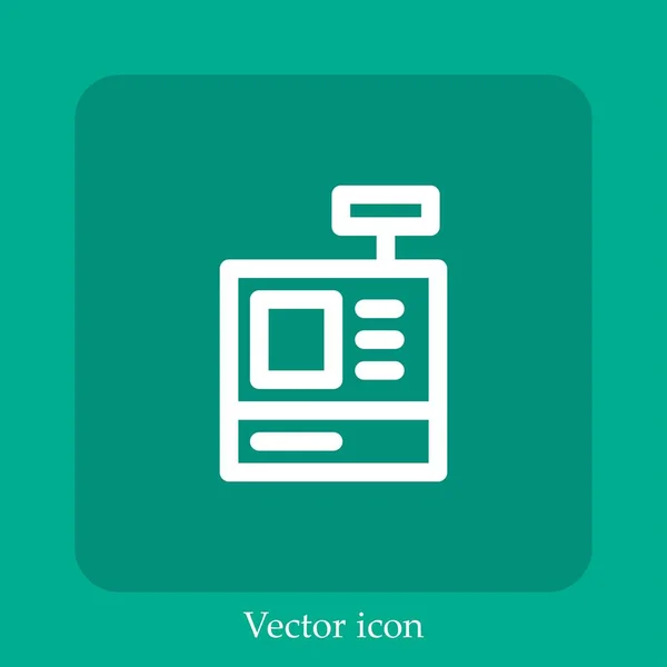 Ícone Vetorial Caixa Registradora Linear Icon Line Com Curso Editável — Vetor de Stock