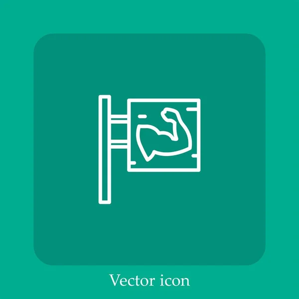 Icono Vector Gimnasio Icon Line Lineal Con Carrera Editable — Vector de stock