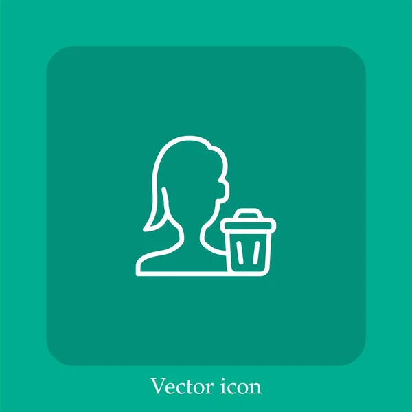 Ícone Vetorial Mulher Linear Icon Line Com Curso Editável — Vetor de Stock