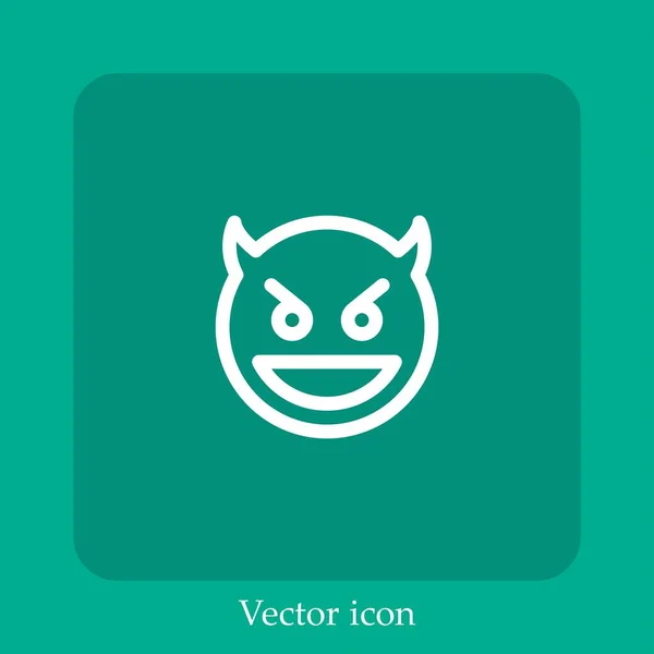 Ícone Vetor Diabo Linear Icon Line Com Curso Editável — Vetor de Stock