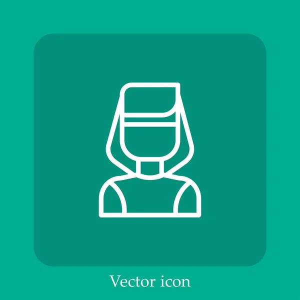 Chica Icono Vectorial Icon Line Lineal Con Carrera Editable — Vector de stock