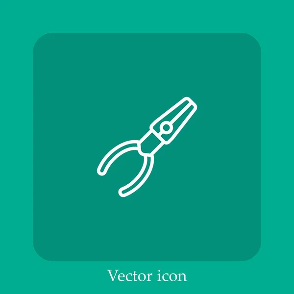 Alicates Icono Vectorial Icon Line Lineal Con Carrera Editable — Vector de stock