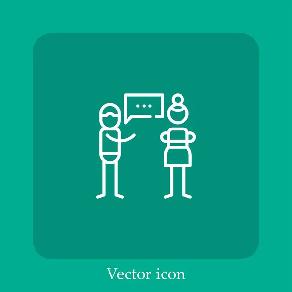 Ícone Vetorial Cético Linear Icon Line Com Curso Editável — Vetor de Stock